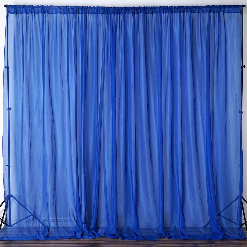 Efavormart 10FT Fire Retardant Royal Blue Sheer Voil Curtain Panel