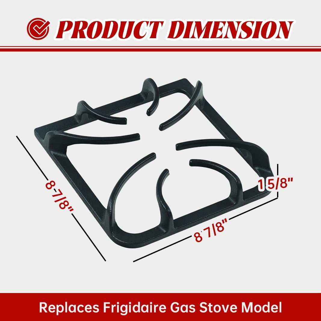 316202405 Stove Burner Grate Replacement Parts for Frigidaire Kenmore Stove, Gas Range Rack Set for Frigidaire, Burner Top Parts Cast Iron Rack 8.85 x 8.8 inches 4 Pack