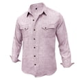 thumbnail image 5 of UAMVSH Men's Linen Shirts Casual Long Sleeve Button Down Shirt Regular Fit Collared Work Tops with Pockets for Wedding Beach, 5 of 7