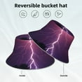 thumbnail image 2 of Yiaed Thunderstorm Violet Purple Print Reflective Stripe Bucket Hat Unisex Funny Outdoor Fisherman Cap Beach Sun Hat, 2 of 5