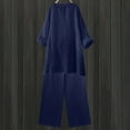 thumbnail image 5 of Jinhomg Womens Plus Size Summer Outfits Casual Loose 3/4 Sleeve Button V-Neck Tunic Blouses with Pants 2 Piece Lightweight Lounge Sets Vacation Beachwear Navy XXXL, 5 of 10