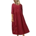 thumbnail image 2 of SMihono Robes d'Été Bohémiennes pour Femmes Grande Taille Mode d'Été Col Rond Manches Courtes Imprimé Robe Décontractée, 2 of 8