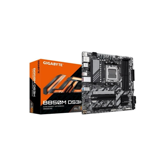 GIGABYTE B850M DS3H AMD AM5 LGA 1718 Motherboard, mATX, DDR5, 2x M.2, PCIe 5.0, USB-C, 2.5GbE LAN, EZ-Latch, 5-Year Warranty