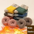 thumbnail image 2 of Children Winter Socks Boys Girls Socks 5 Pairs Warm Cotton Solid Socks Kids Thicken Sock girls flower 2-4 years old, 2 of 6