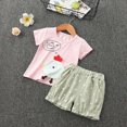 thumbnail image 2 of HCNTES Toddler Baby Summer Clothes Set Kid Outfits for Girls Short Sleeves T-Shirt Tops + Shorts Cute Outfits Set For 3-24 Months 2t 3t 4t 5t 6t 7t 8t 9t Kids School Activities, 18-24 Months, 2 of 4