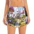 thumbnail image 2 of Rateoe Dreamy Mushroom House Printed 2 in 1 Women's Workout Shorts for Athletic Gym Running Shorts with Phone Pockets-Large, 2 of 7