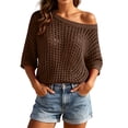 thumbnail image 3 of RongHuan Cover Ups for Women Short Sleeve Off Shoulder Hollow Out Sweater Top Fashion Beach Resort Wear Summer Coverup, 3 of 7