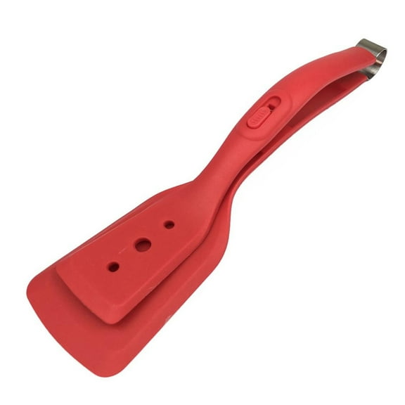 2 in 1 Silicone Spatula Tongs Non Stick Kitchen Cooking Tool for Flipping Pancakes Fish Steak Omelettes with Heat Grip Barbecue Clips