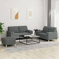 thumbnail image 1 of vidaXL 3 Piece Sofa Set with Pillows Dark Grey Fabric, 1 of 5