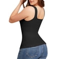 thumbnail image 4 of Stichou Women's Tank Tops Summer Square Neck Workout Cropped Ribbed Spring Camisole Sleeveless Clothes Black L, 4 of 5