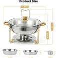 thumbnail image 3 of Twister.CK Réchaud de Buffet, Lot de 2, Ensembles de Réchauds Ronds en Acier Inoxydable 5 Qt et Réchauffe-Buffet pour Buffet avec Couvercle en Verre et Support de Couvercle, pour Fêtes, Événements, Mariage, Camping, Souper, Or, 3 of 8
