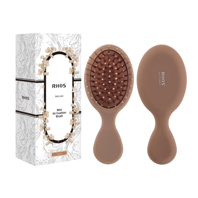 RHOS Mini cepillo de pelo de viaje para mujeres/hombres/niños – Cepillo desenredante de bolsillo para cabello húmedo y seco – Cepillo de paleta de tamaño de viaje para desenredar – Para todo tipo de c