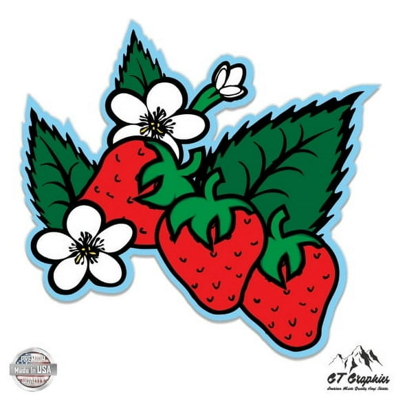 Strawberry Patch - 3" Vinyl Sticker - For Car Laptop I-Pad Phone Helmet Hard Hat - Waterproof Decal