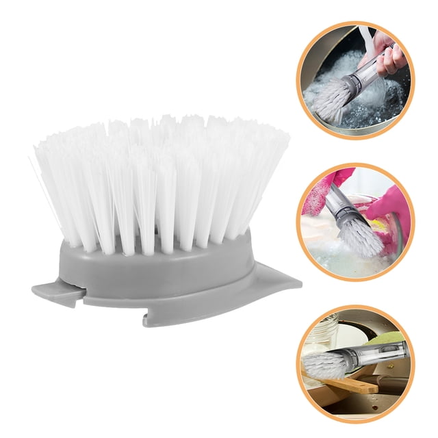 OULII 4Pcs Kitchen Scrub Brush Head Replacement Plastic Dish Scrubber for Thorough Cleaning Grey