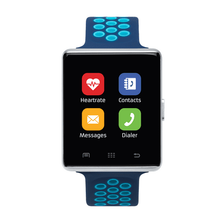 iTouch Air 2 Smartwatch 45mm Silver Case with Navy and Turquoise Perforated