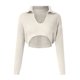 thumbnail image 2 of Gibobby Sueter para mujer invierno Suéter de cuello con ombligo en la espalda corta y larga en la de la estación de comercio exterior de otoño e invierno(Blanco,M), 2 of 5