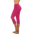 thumbnail image 4 of Capri Leggings for Women Summer Yoga Capris Side Ruched Cut-Out High Waisted Soft Casual Workout Legging Shorts (3XL, Hot Pink), 4 of 7