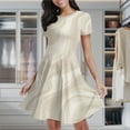 thumbnail image 2 of Beige Marble Swirling Pattern Texture Women's Classic Swing Skater Dress Casual Work Party Cocktail Dresses, 2 of 6