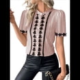 thumbnail image 1 of Blusas de Trabajo para Mujer, con Botones, Larga, Cuello en V, Encaje, Informal, Abotonada, Camisas de Moda de Otoño, Rosa, XL, 1 of 10