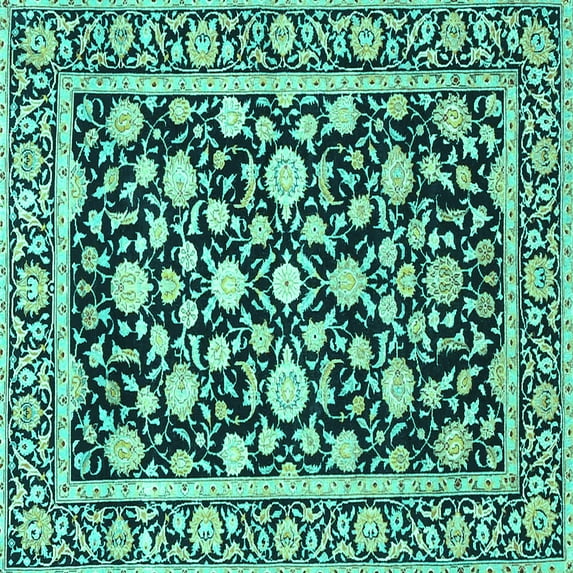 Ahgly Company Indoor Square Persian Turquoise Blue Traditional Area Rugs, 5' Square