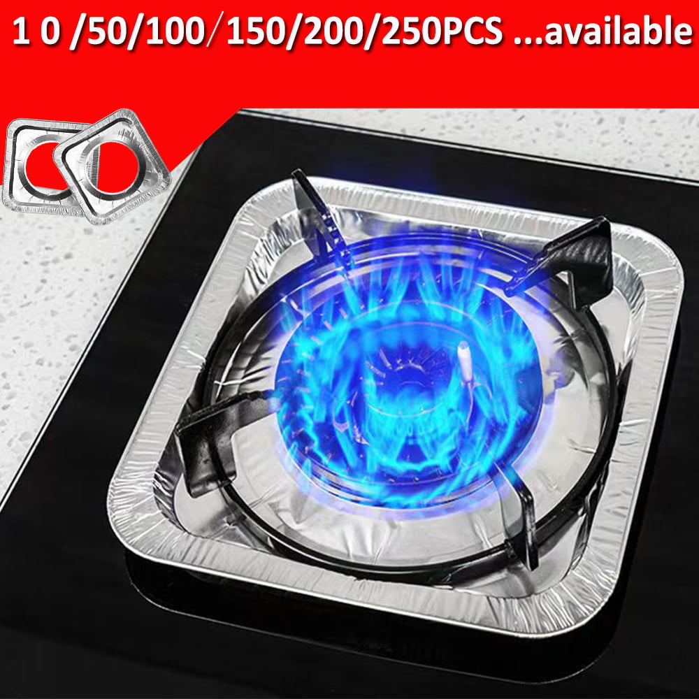 Disposable Gas Burner Liner (150 Sets) Aluminum Foil Square Gas Stove  Burner Cover - 8.5 Inches Gas Stove, Furnace Top Cover Is Suitable 