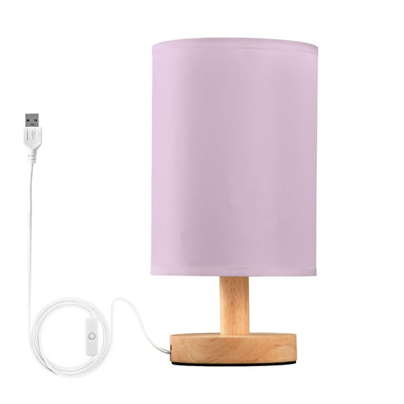 Bedside Desk Lamp LED Taro Purple Table Nightstand Lamps Warm Light Fabric Lampshade for Home Bedroom Office Living Room Decor