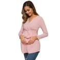 thumbnail image 5 of Ecavus Women's Maternity Tops Shirts Long Sleeve V Neck Pregnancy Blouse DustyPink XL, 5 of 7