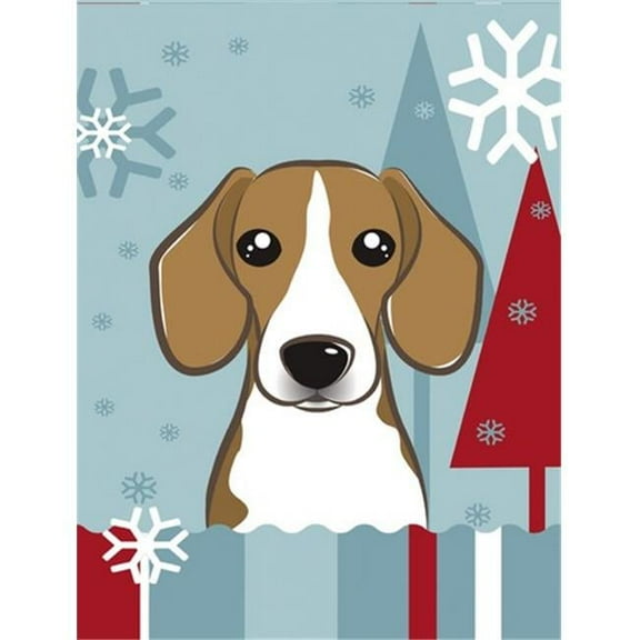 Winter Holiday Beagle Flag Canvas House Size