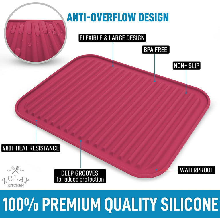 Zulay Kitchen Silicone Trivet Mat Set - 4 Pack - Red