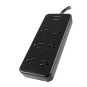 Philips Adapt 6-Outlet Surge Protector Power Strip, 8ft Braided Cord, Black