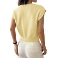 thumbnail image 4 of Women'S Summer Off Shoulder Floral Sweaters Cap Sleeve Loose Knit Cute Pullover Tops Light Yellow M, 4 of 8