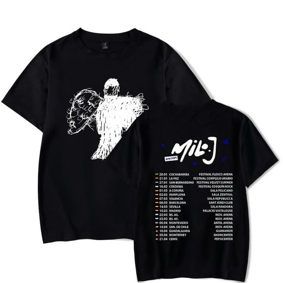 Milo J 2024 Tour Tshirt Merch pop graphics print Crewneck Unisex Trend Casual Short Sleeve Top