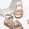 thumbnail image 4 of FINALGANG Little Girls Adjustable Ankle Strap Floral Applique Closed Toe Sandals Shiny Upper Flat Sole Summer Party Kids Princess Sandals Trendy Shoes 18-24 Months, 4 of 7