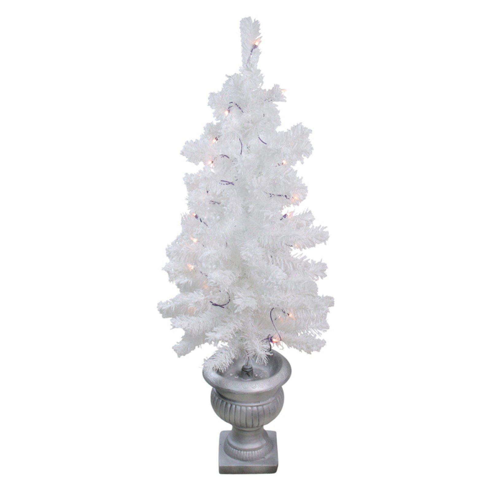 Northlight 3.5 ft. Flocked White Potted PreLit Christmas Tree with Urn