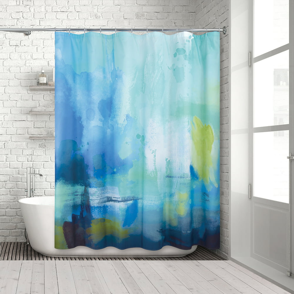 Canvas Blue Fabric Polyester Microfiber Printed Shower Curtain by ...