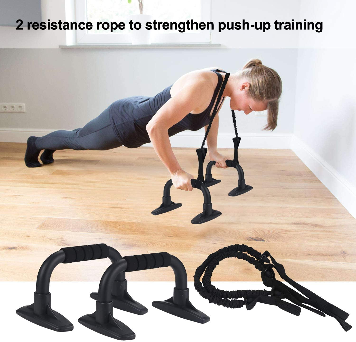 6-in-1 AB Roller Wheel Kit Abdominal Wheel Trainer Set with Resistance Band Jump Rope Push-up Support and Knee Pad Perfect Home Gym Equipment for Women Men