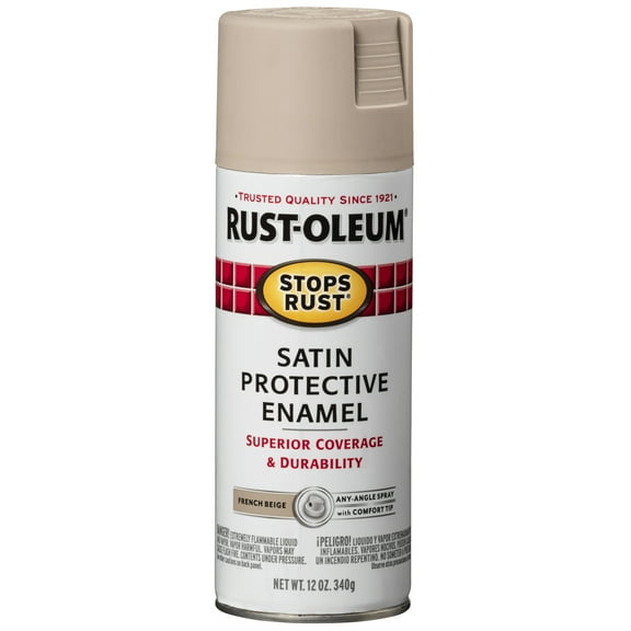 6 Pack, French Beige, Rust-Oleum Stops Rust Satin Protective Enamel Spray Paint-276271, 12 oz