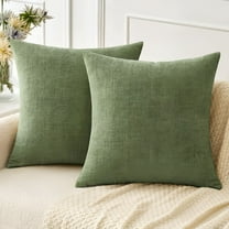 AUQ Pack of 2 Couch Throw Pillow Covers 18x18" Spring Soft Sage Green Pillow Covers for Sofa Living Room Solid Dyed Pillow Cases