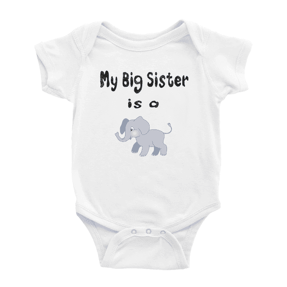 My Big Sister Is A Elephant Cute Baby Clothing Bodysuits Boy Girl