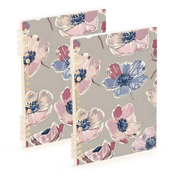 Flowers and Pink Ring Binder Notebook Journey Note Diary College Ruled Spiral Notebook Study Loose Leaf Paper A5 60 Pages