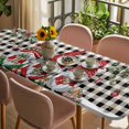 thumbnail image 3 of Plaid Gnomes Christmas Table Cloths for 8 Foot Rectangle Tables, Xmas Ball Gifts Snowflake Patio Waterproof Elastic Fitted Tablecloths, Washable Rectangular Table Cover for Camping, 3 of 8