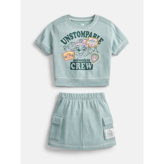 Paw Patrol Movie Toddler Girls’ Graphic Top and Cargo Skirt Set, 2-Piece, Sizes 12M-5T