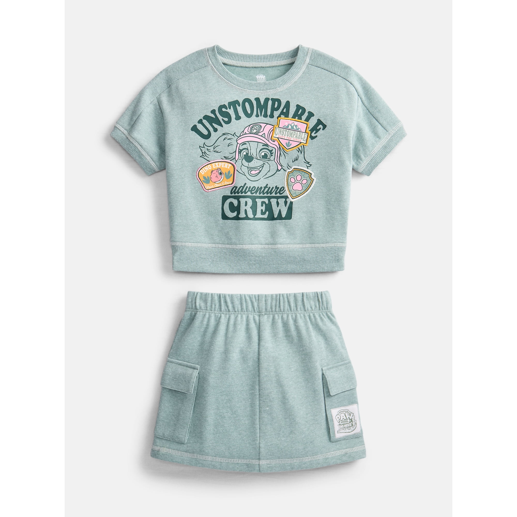 Paw Patrol Movie Toddler Girls’ Graphic Top and Cargo Skirt Set, 2-Piece, Sizes 12M-5T