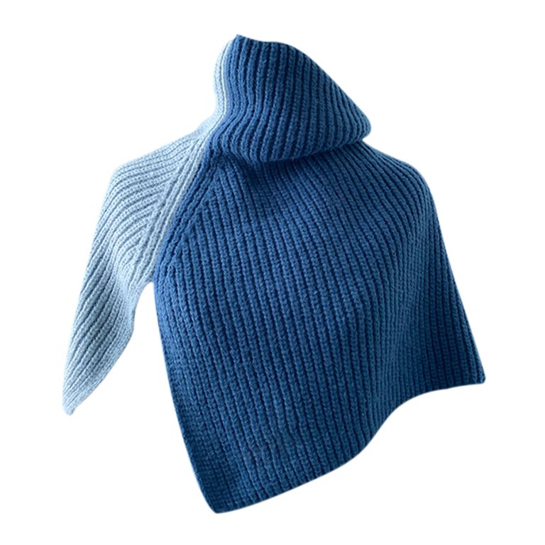 Binhe Women's Solid Color Slit High Collar Shawl Knitted