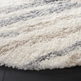 thumbnail image 3 of SAFAVIEH Fontana Shag Damjana Striped Plush Area Rug, Ivory/Grey, 6'7" x 6'7" Round, 3 of 8