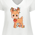 thumbnail image 4 of Inktastic Cute Christmas Reindeer with Christmas Lights Women's Plus Size V-Neck T-Shirt, 4 of 5