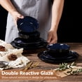 thumbnail image 6 of Vesteel Dinnerware Sets for 4, 12Pcs Double Reactive Glaze Plates and Bowls Set, Farmhouse Handmade Stoneware Sets for Home Restaurant, Microwave & Dishwasher Safe, Ocean Blue, 6 of 8