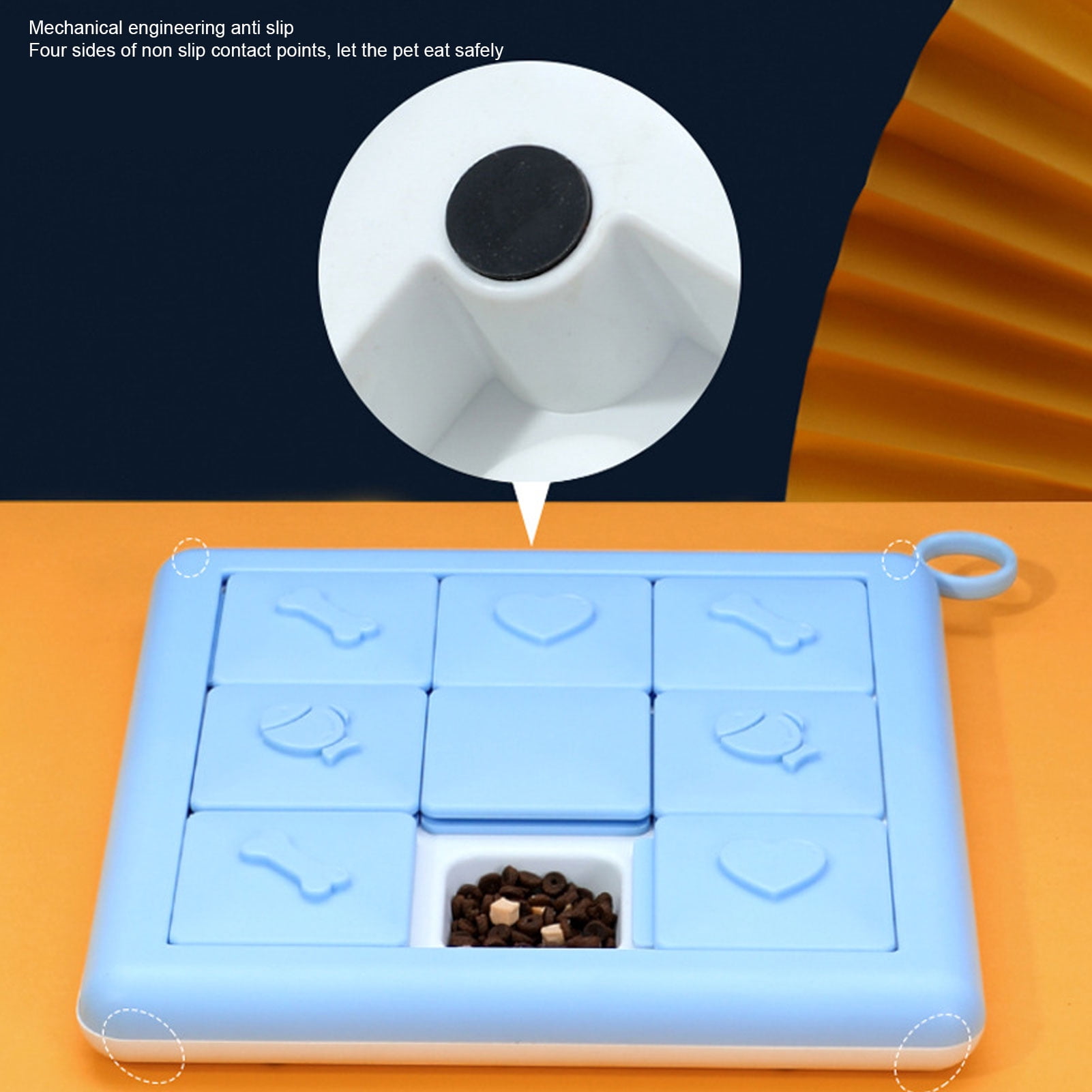 YAHHU Dog Slow Feeder Bowl Puzzle Toy Educational Interactive Stress Relief Food Dispenser for Home Indoor, Durable Pet Snuffle Mat for Mental Stimulation, Blue (10 inches / 25.4 cm)