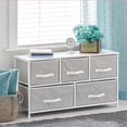 thumbnail image 2 of mDesign Wide Storage Dresser Furniture with 5 Fabric Drawers, Light Gray/White, 2 of 8