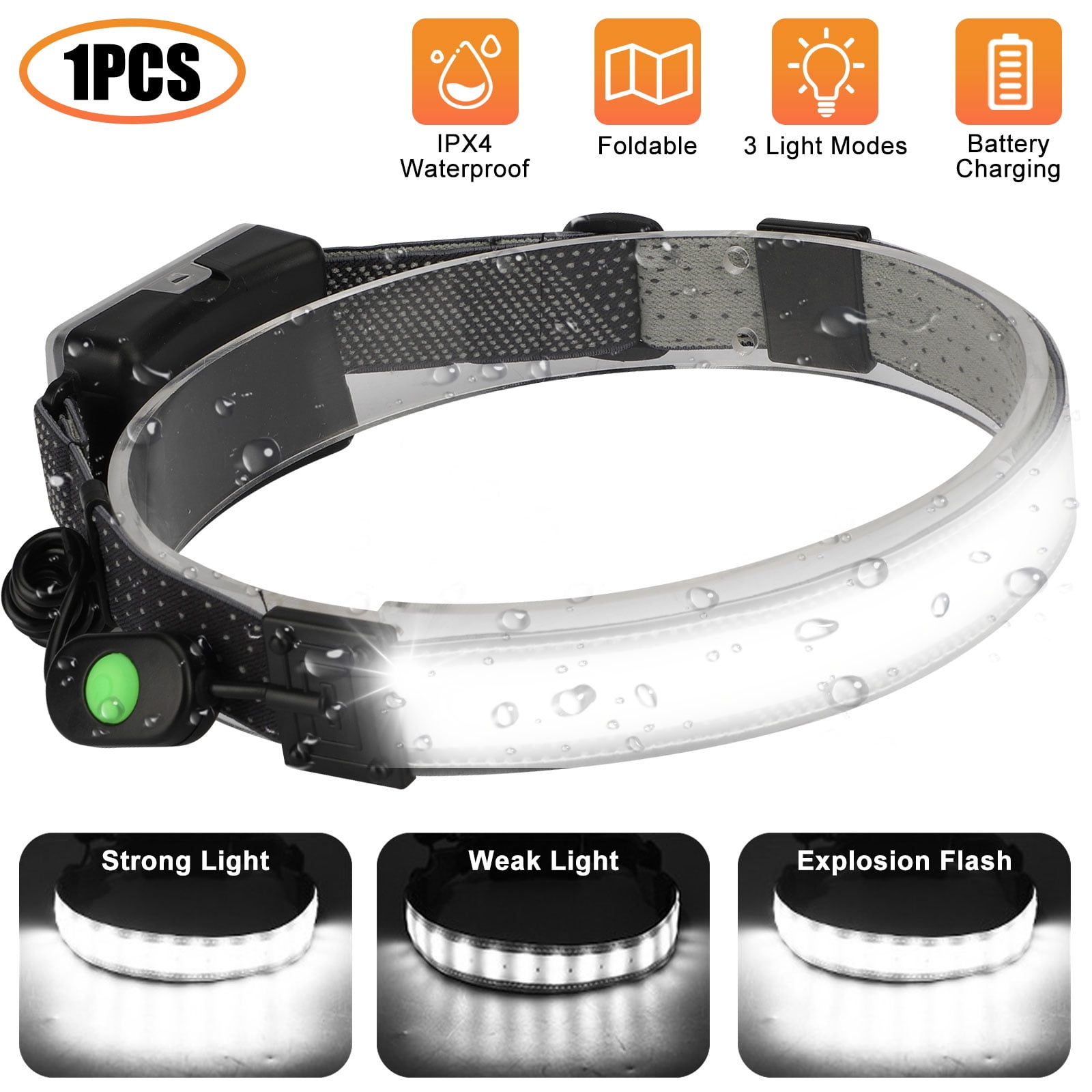 Head Lamp 3 Light Modes LED with Straps Autumn Winter Late Night Walking Hiking 